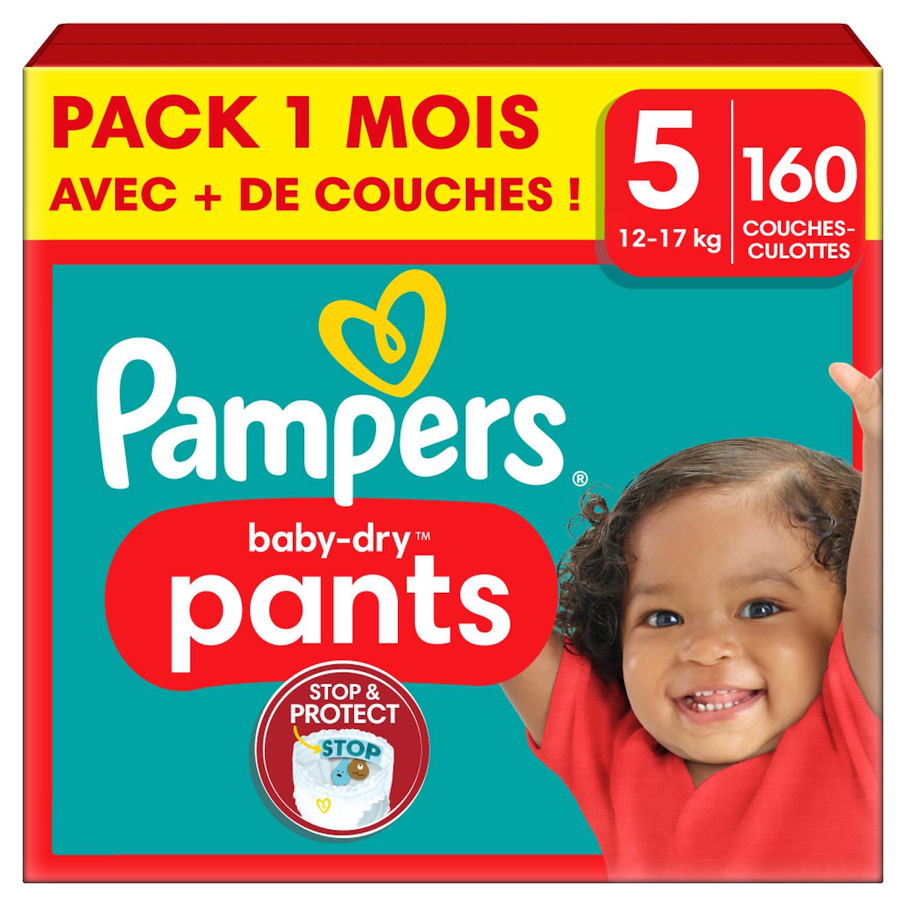 160 Couches-culottes Baby-dry, Taille 5, 12-17 Kg Blanc