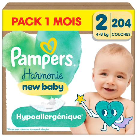 Pampers - Harmonie, Taille 2, 204 Couches Blanc