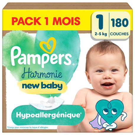 Pampers - Harmonie, Taille 1, 180 Couches Blanc