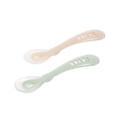 Puériculture-Lot 2 cuillères 2ème âge silicone avec boite de transport