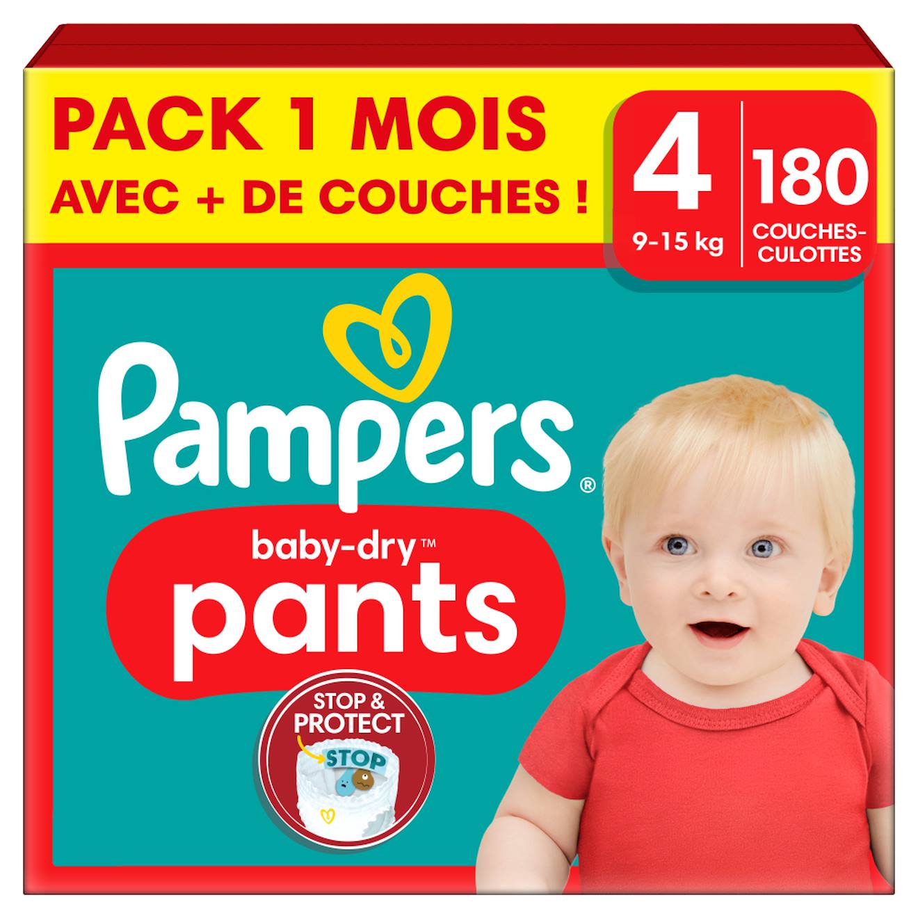 180 Couches-culottes Baby-dry, Taille 4, 9-15 Kg Blanc