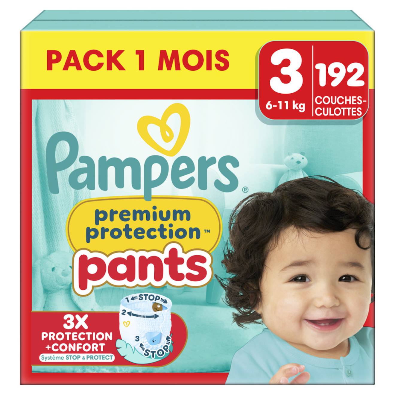 192 Couches-culottes Premium Protection, Taille 3 Blanc (Pampers) - Couverture