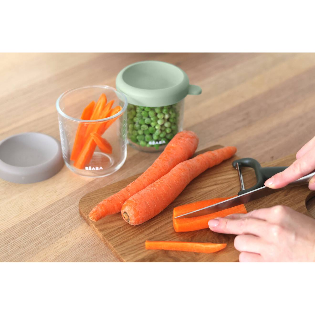 Lot De 2 Portions Repas En Verre 250 Ml Vert Sauge/gazelle (Béaba) - Image 1