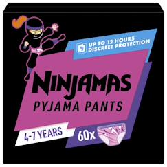 Puériculture-Ninjamas pyjama pants fille, 60 sous-vêtement de nuit, 4-7 ans, paquet 1 mois
