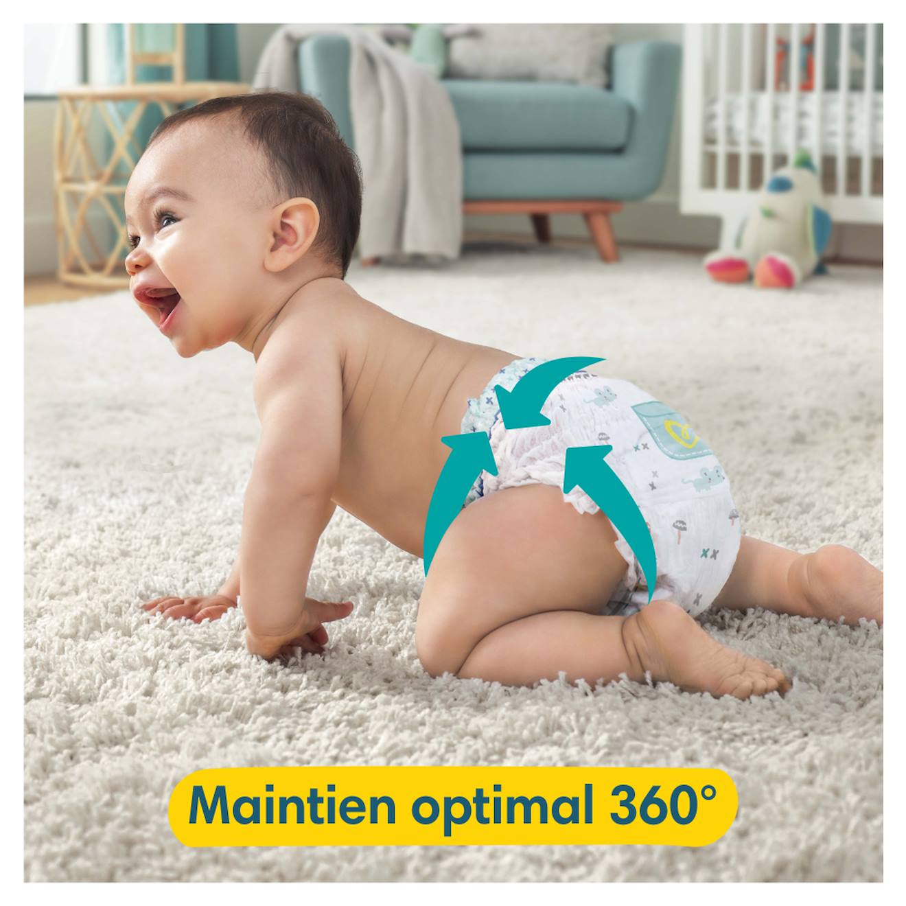 168 Couches-culottes Premium Protection, Taille 4, 9-15 Kg Blanc (Pampers) - Image 1