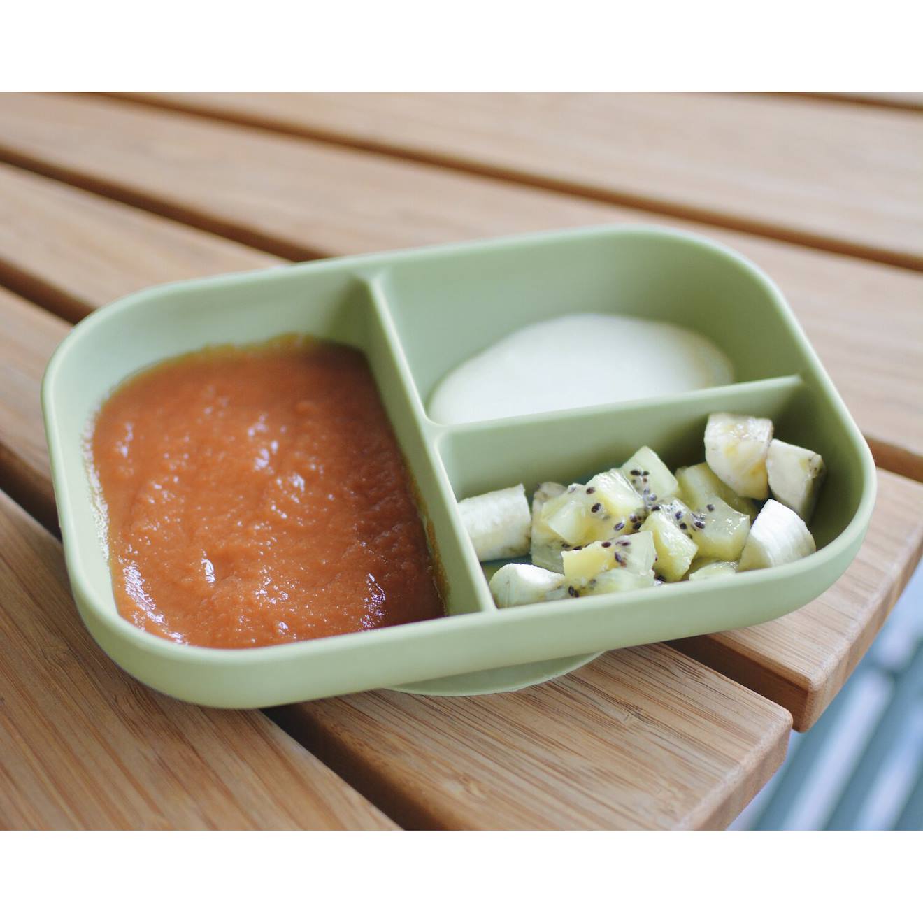 Set Repas Compartimenté En Silicone Vert Sauge (Béaba) - Image 2