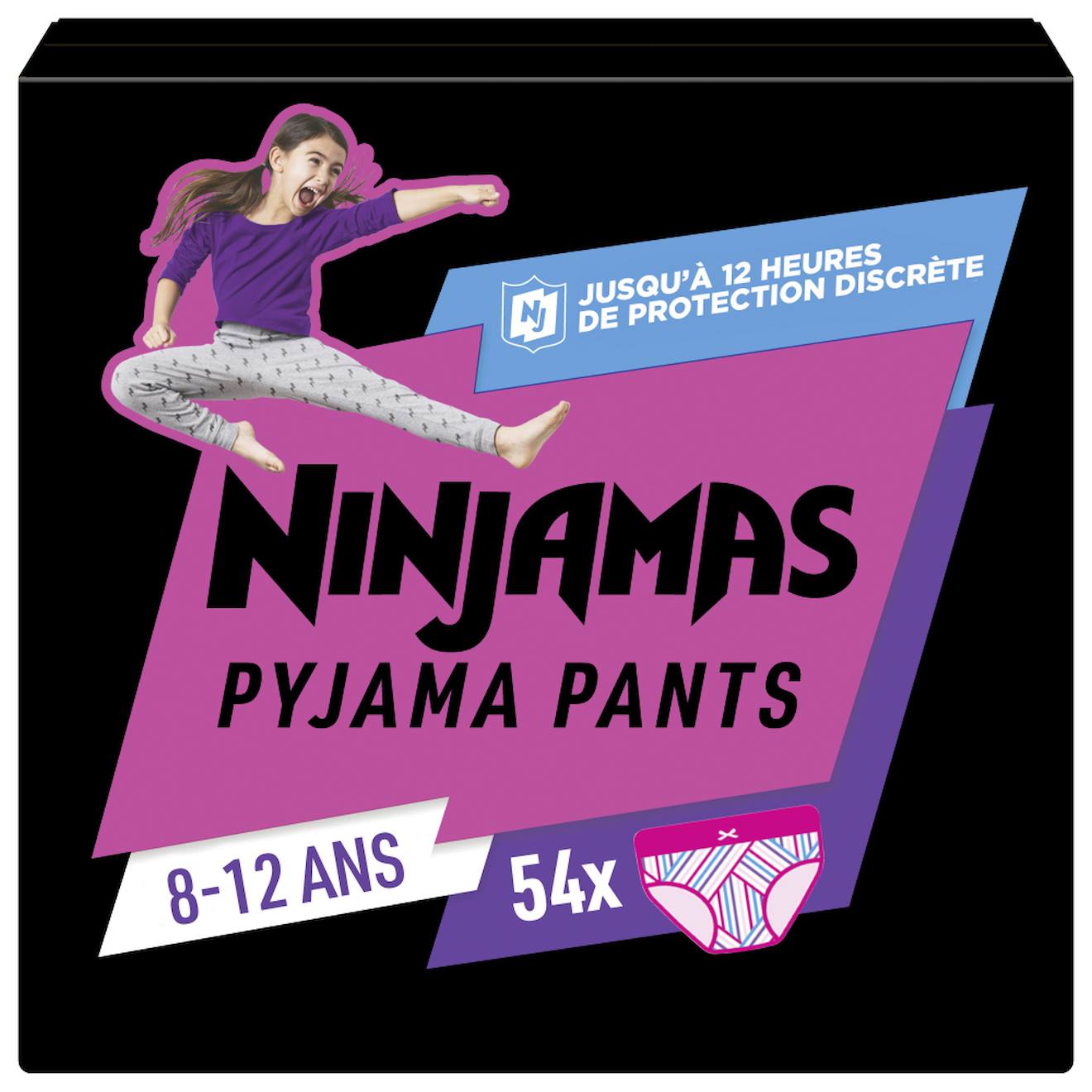 Ninjamas Pyjama Pants Fille, 54 Sous-vêtement De Nuit, 8-12 Ans. Paquet 1 Mois Multicouleur