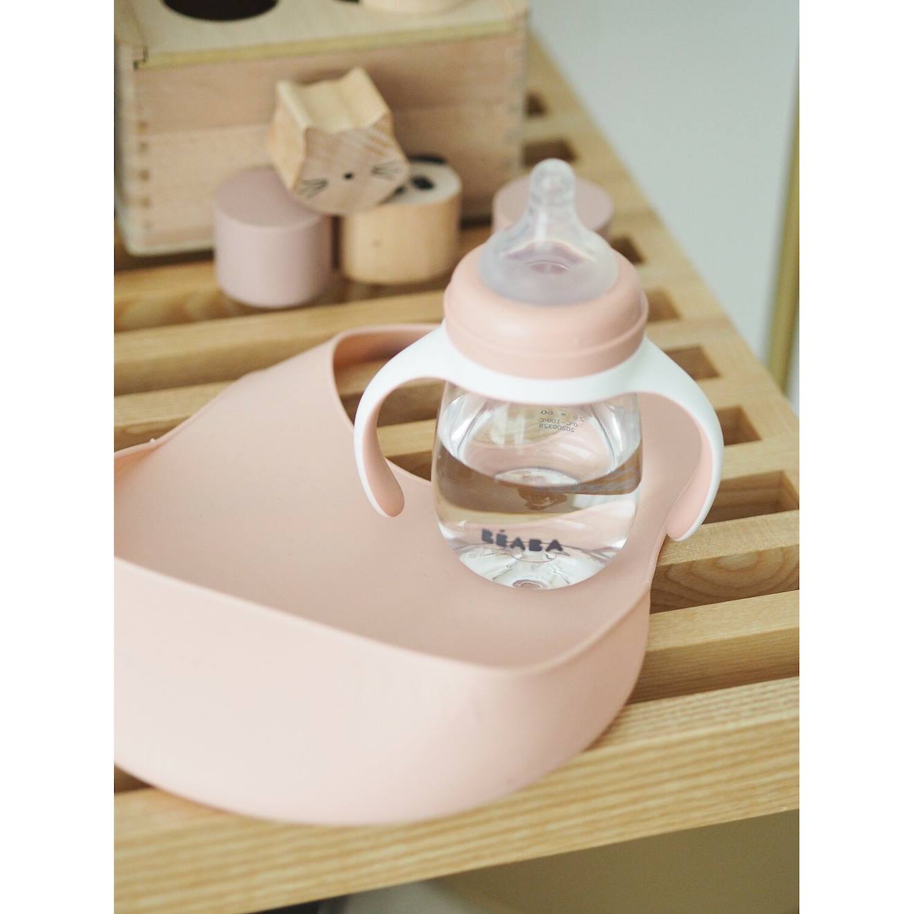 Bavoir Silicone Récupérateur Réglable Rose Ancienne (Béaba) - Image 2
