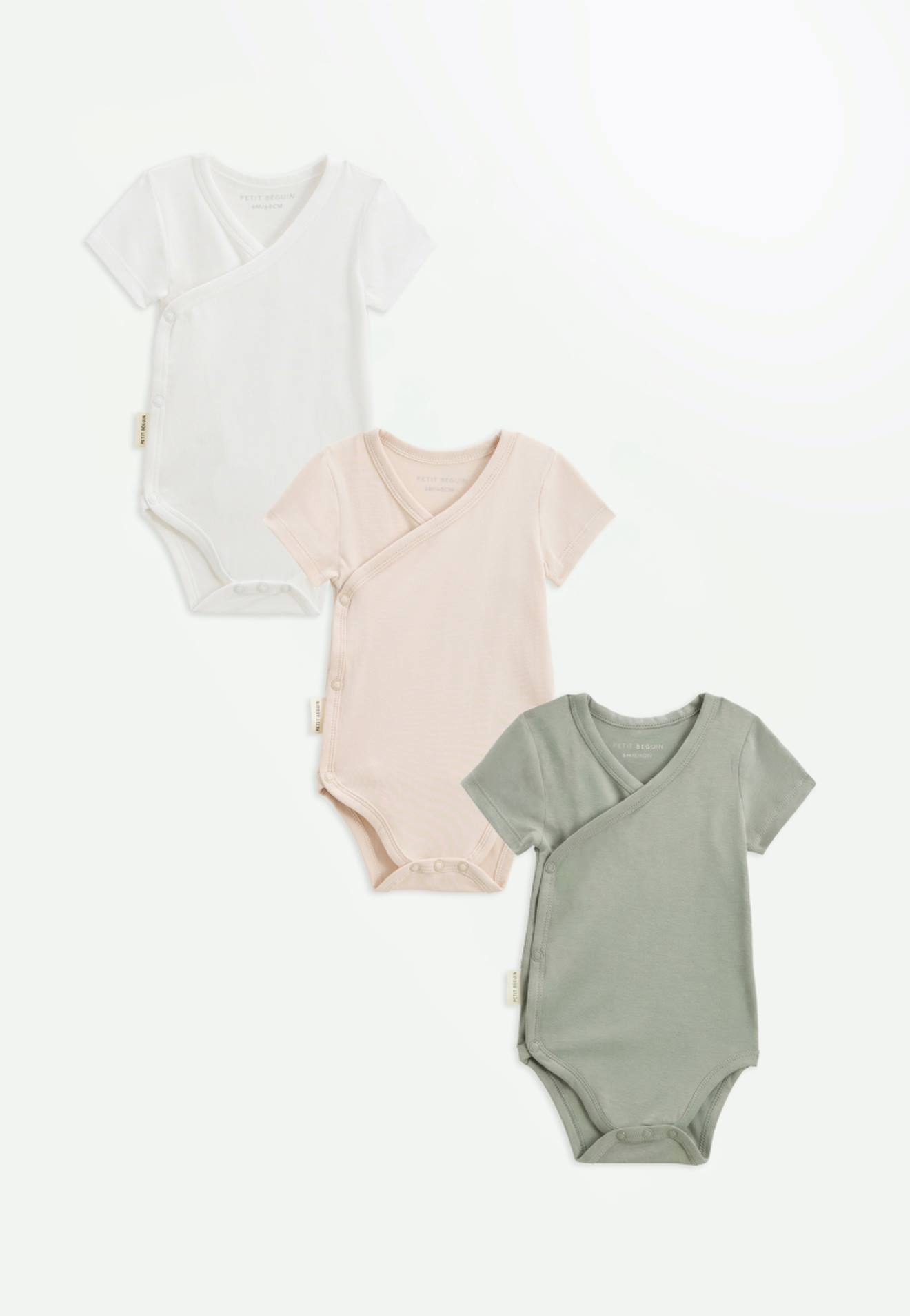Lot De 3 Bodies Bébé Manches Courtes Ouverture Croisée Mini Rêve Ecru