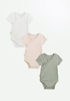 Lot de 3 bodies bébé manches courtes ouverture croisée mini rêve  - vertbaudet enfant
