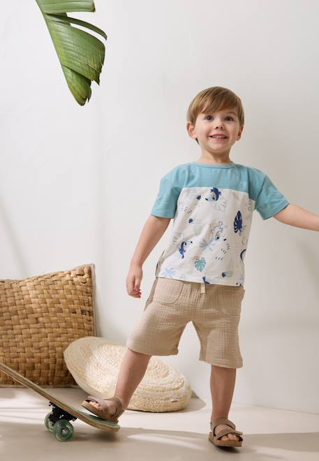 Garçon-Ensemble-Ensemble enfant t-shirt et short en gaze de coton toucana