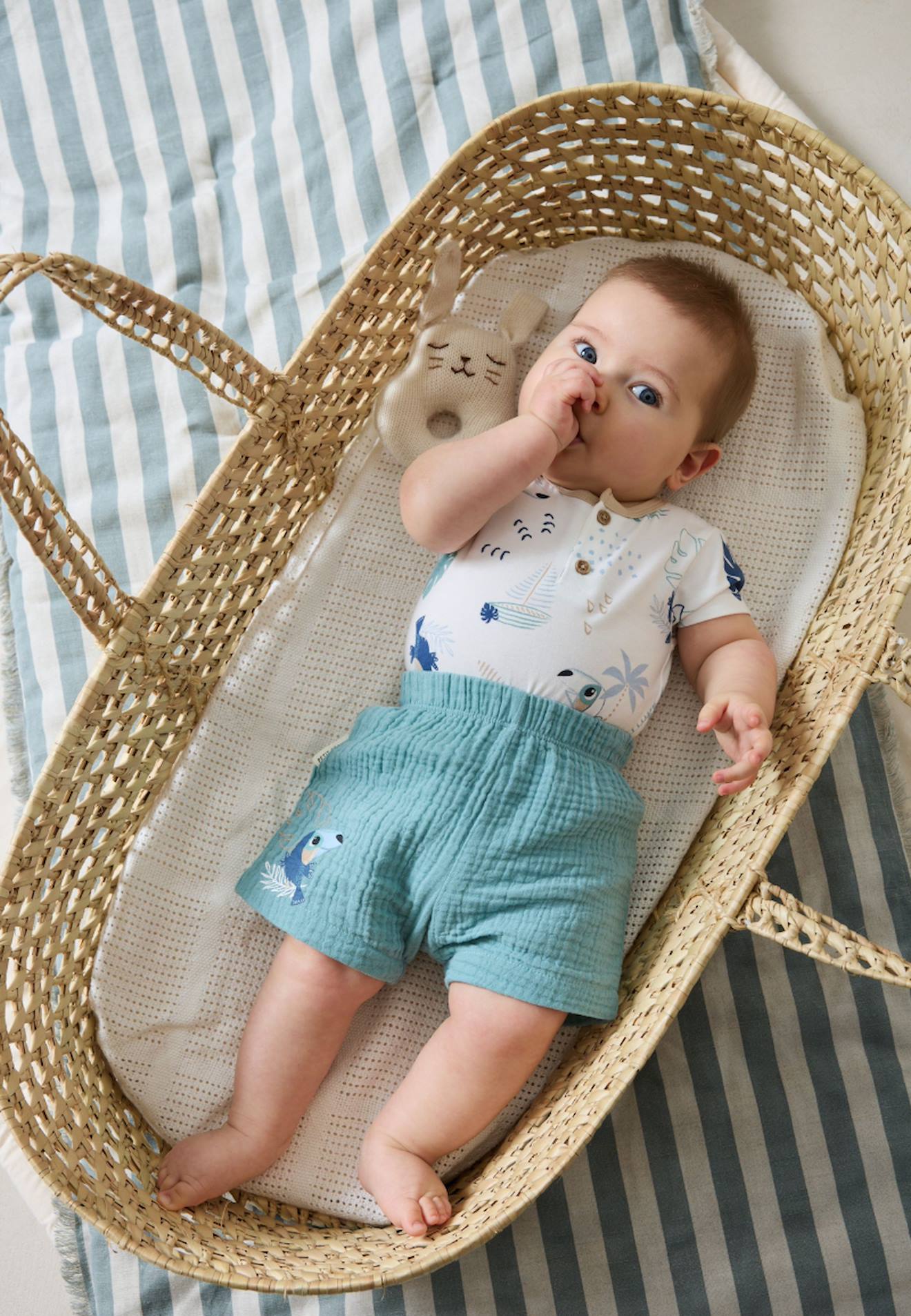 Ensemble Body Bébé Et Short En Gaze De Coton Toucana Bleu Ensemble Body Bébé Et Short En Gaze De Coton Toucana Bleu