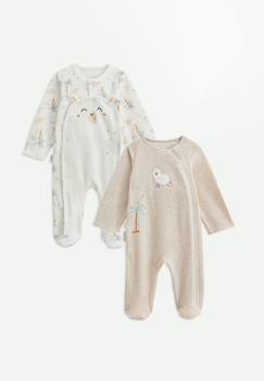 Lot de 2 pyjamas bébé en velours noisette  - vertbaudet enfant