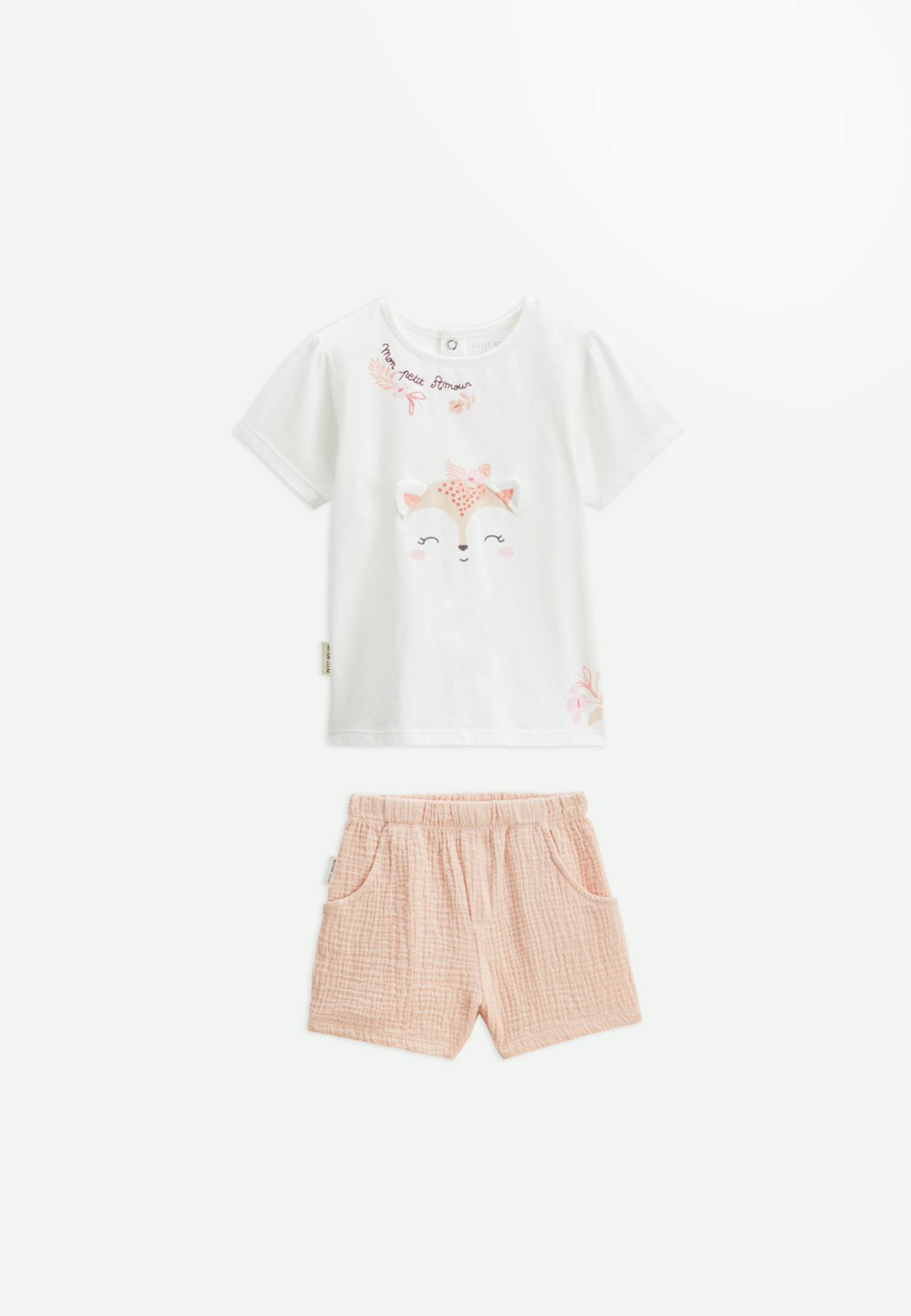 Ensemble Bb T-shirt Et Short En Gaze De Coton Louison Rose 14 €