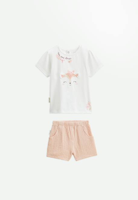 Bébé-Ensemble bébé t-shirt et short en gaze de coton louison
