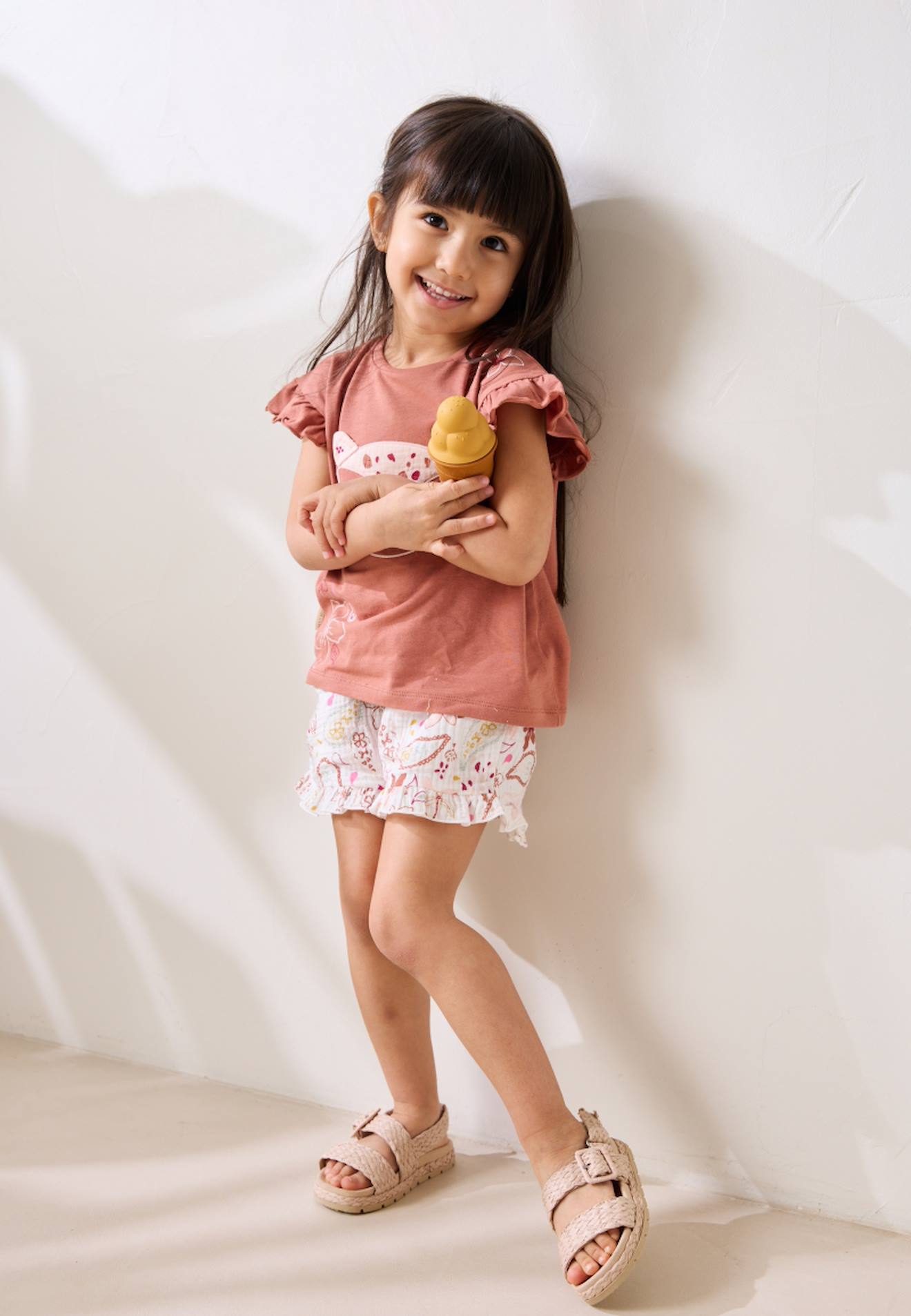 Ensemble Enfant T-shirt Et Short En Gaze De Coton Arizona Terracotta
