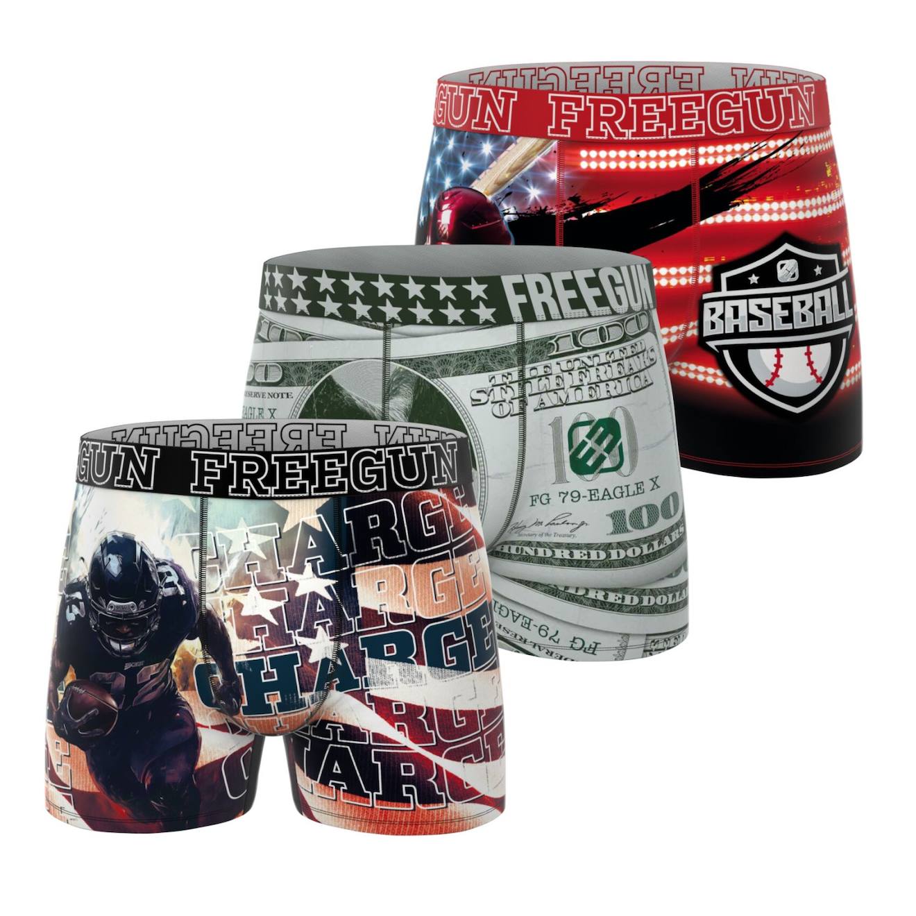 Lot De 3 Boxers This Is America Rouge/blanc/vert