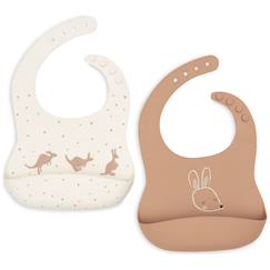Puériculture-Repas-Lot de 2 bavoirs en silicone kangaroots