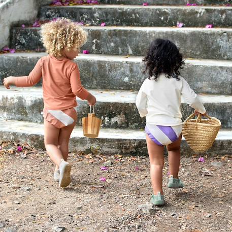 Maillot de bain couche rayures violet et sel marin (7-12 mois) Violet 5 - vertbaudet enfant 