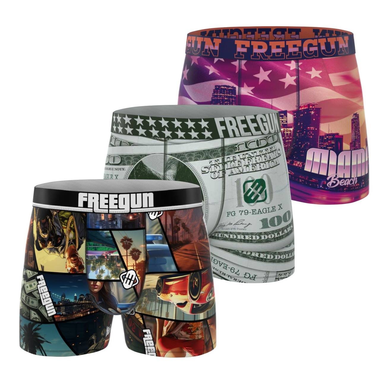 Lot De 3 Boxers This Is America Violet/blanc/noir