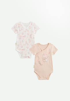 Lot de 2 bodies bébé manches courtes ouverture croisée louison  - vertbaudet enfant