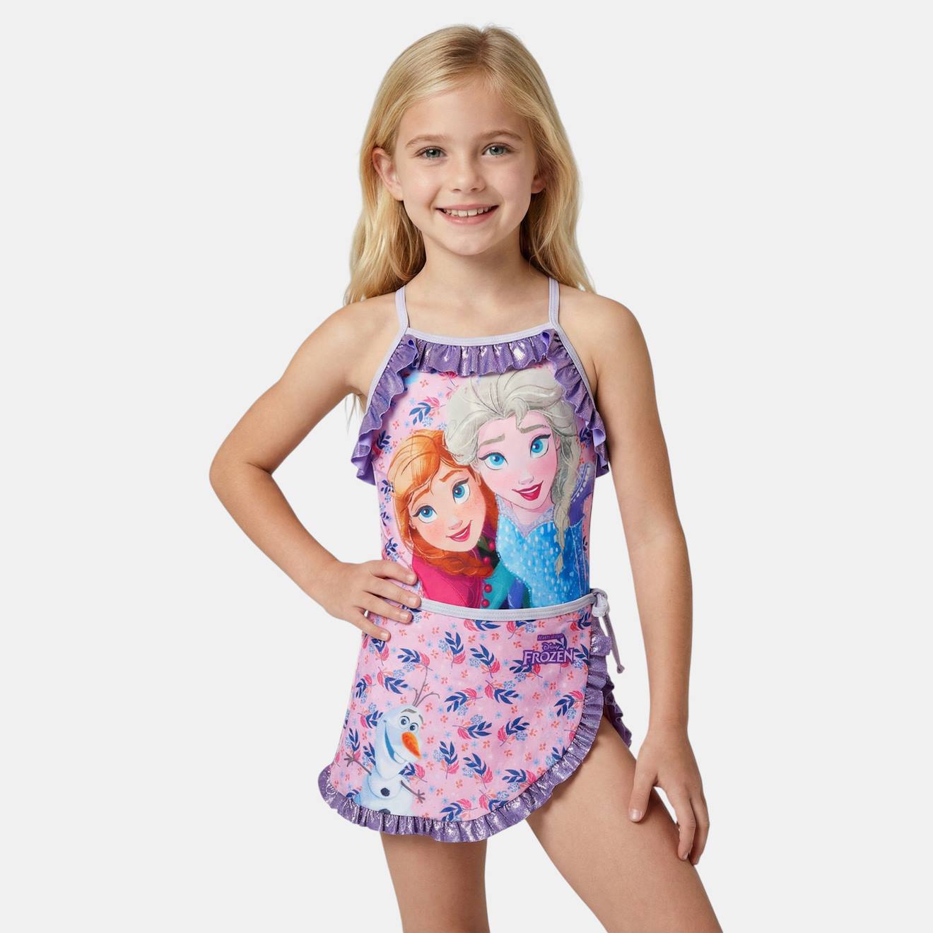 Maillot De Bain 2 Pièces Avec Jupe Motifs La Reine Des Neiges Mauve