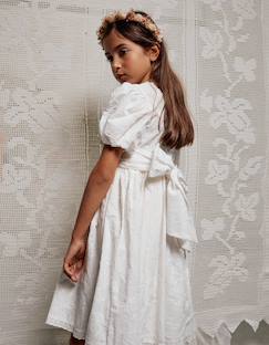 -Robe en coton à manches ballon et ceinture