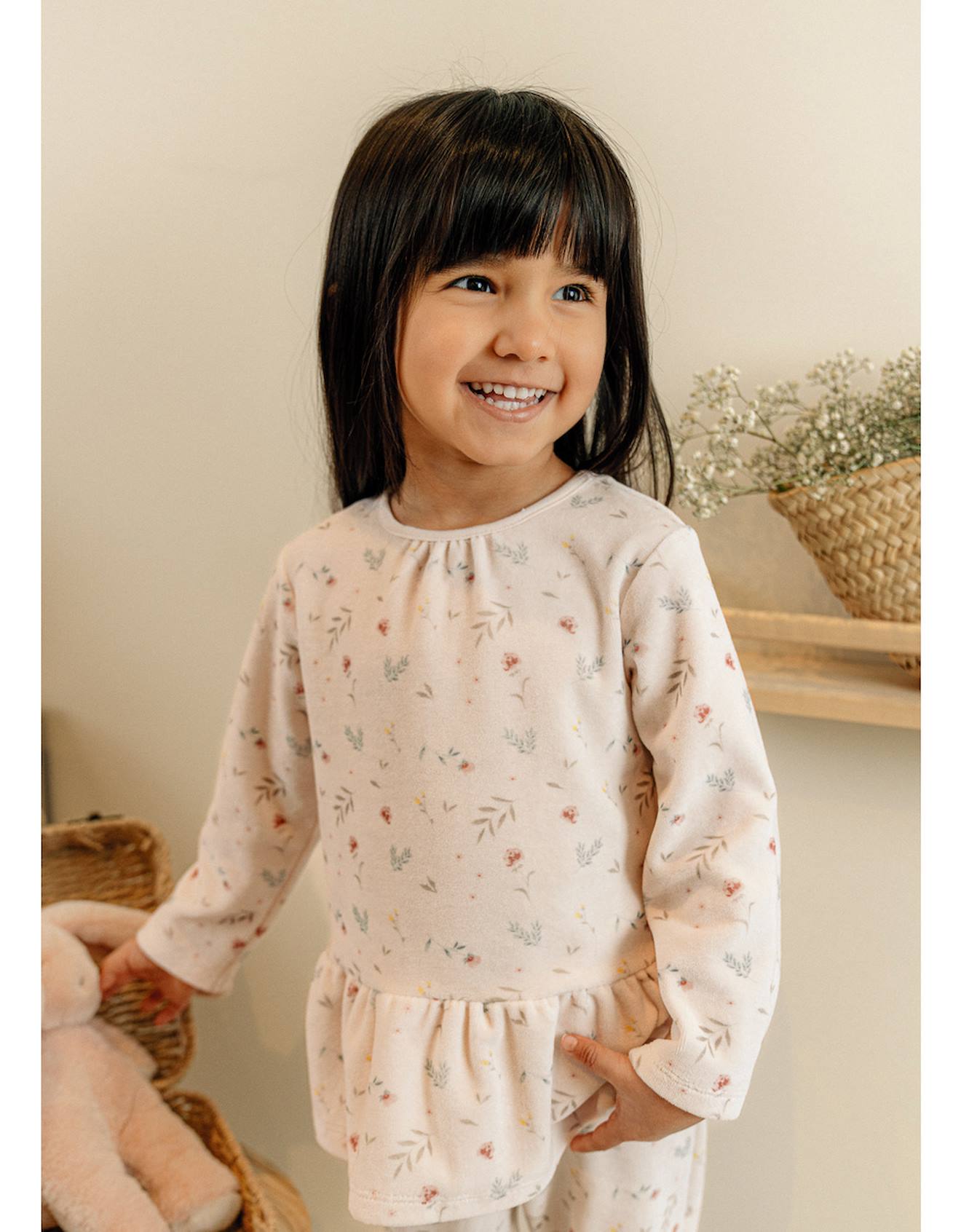 Pyjama Bébé Velours Imprimé Rose