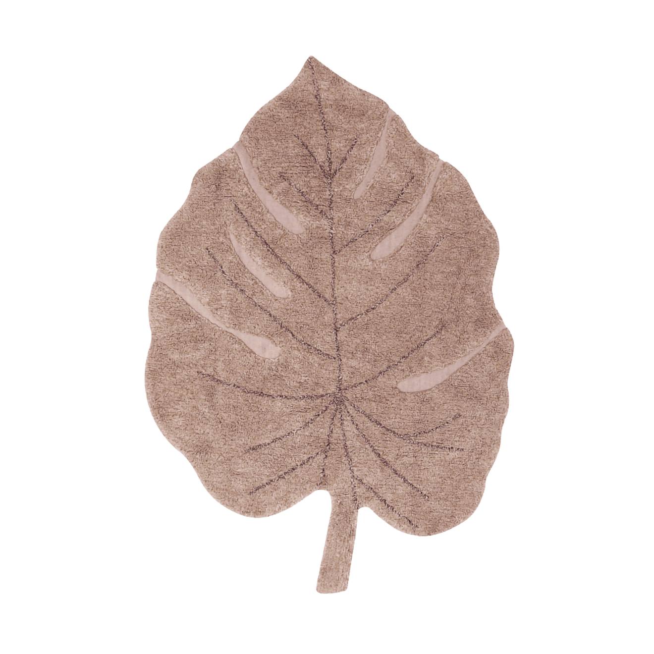 Tapis Enfant Lavable En Coton Monstera Olive, Naturel, Miel (Lorena Canals) - Image 1