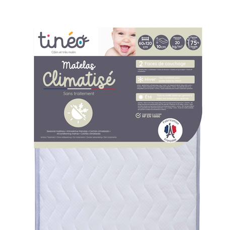 Tinéo - Matelas Bébé 60x120cm Climatisé Blanc