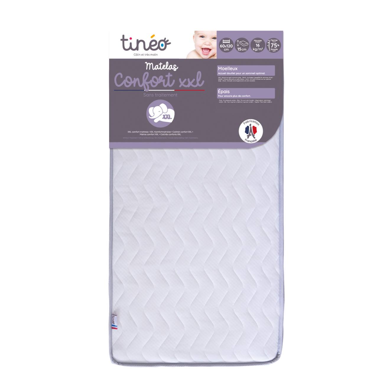 Matelas Bébé Confort Xxl - Epais Et Moelleux Blanc (Tinéo) - Image 1