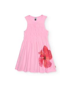 -Robe fille en maille avec fronces élastiquées