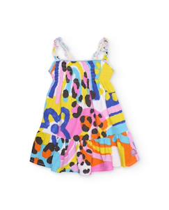 -Robe pour fille en maille avec corsage froncé