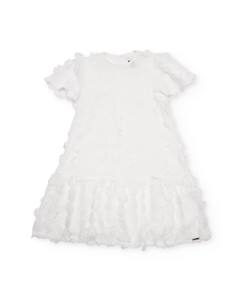 -Robe fille unie avec décorations florales