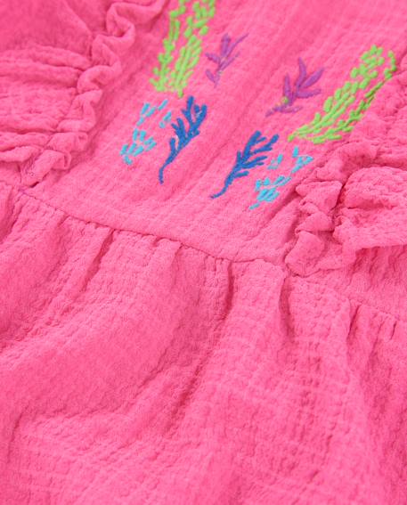 Robe bébé fille en tissu avec broderie sur le devant Rose 3 - vertbaudet enfant 