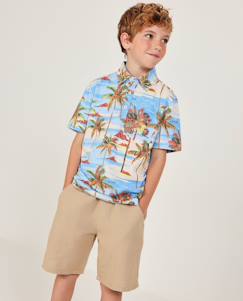 -T-shirt garçon en maille avec imprimé tropical