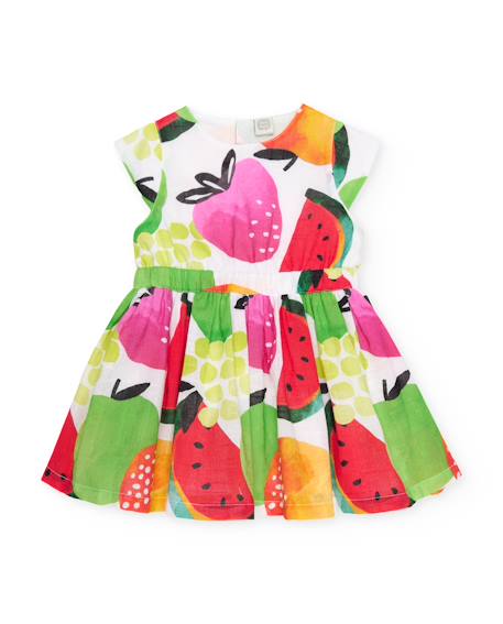 Fille-Robe-Robe fille en tissu avec motif de fruits