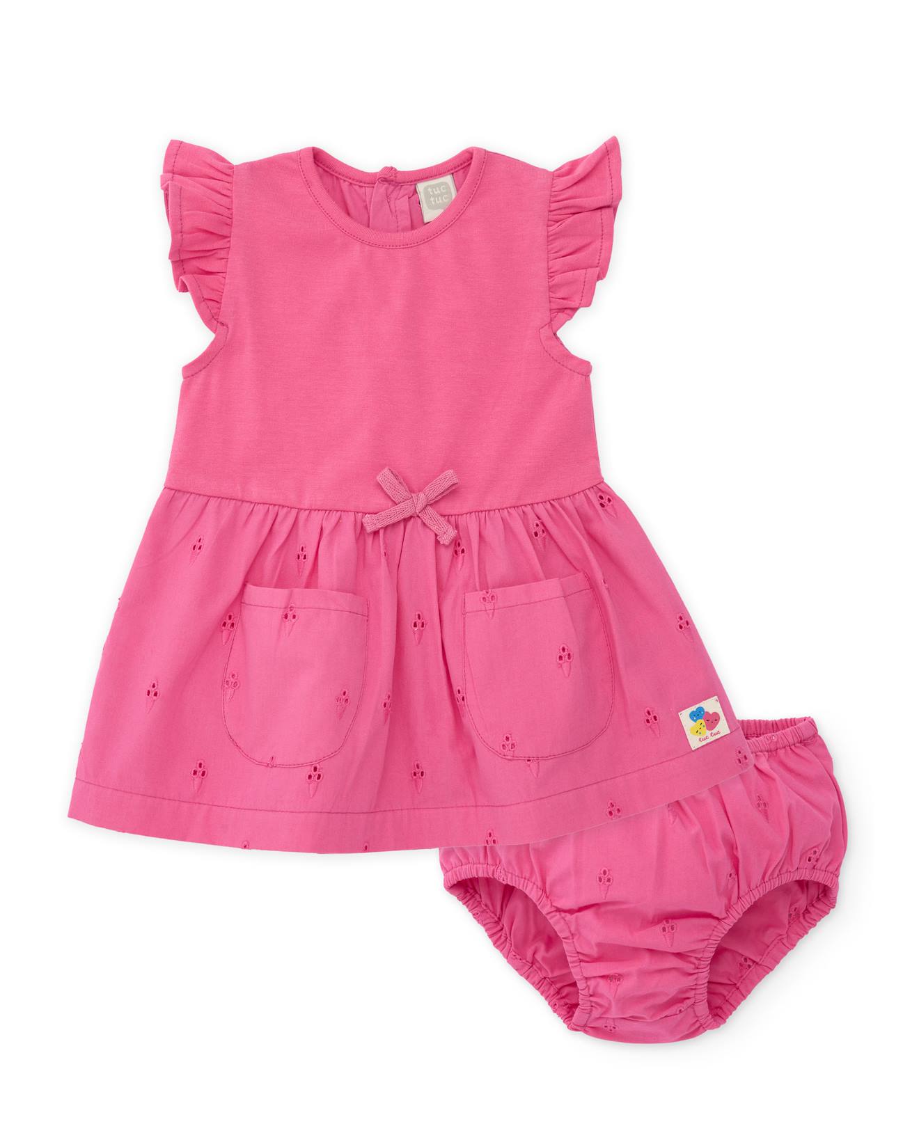 Robe Nouveau-n En Tissu Avec De Dlicates Broderies Rose 27 €