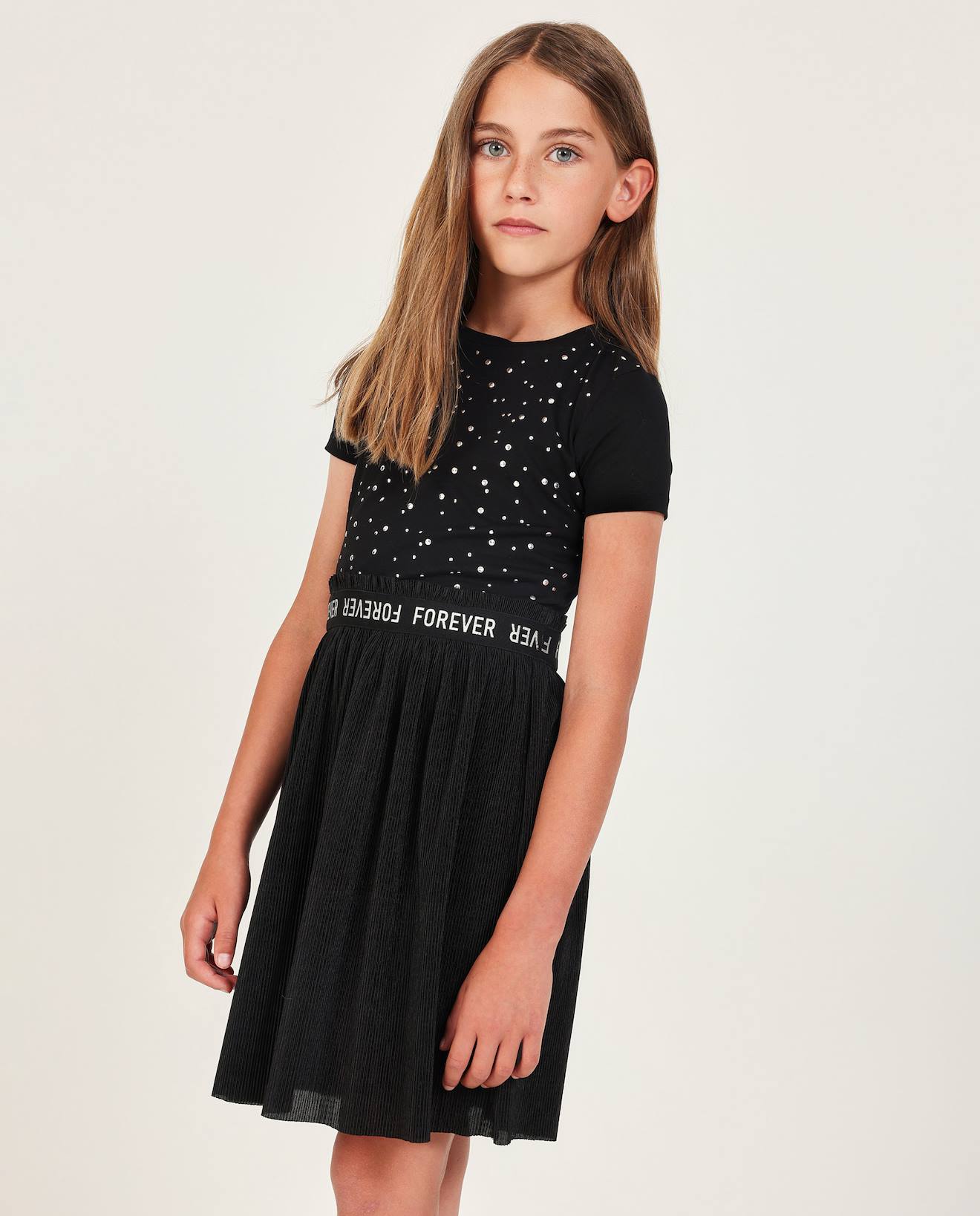 Robe Fille En Maille Avec Applications Brillantes Noir 26 €