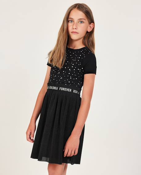Robe fille en maille avec applications brillantes  - vertbaudet enfant