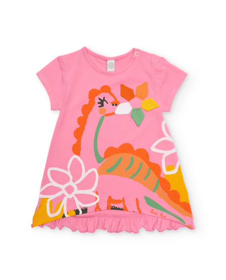 Fille-Robe fille en maille avec graphisme dinosaure