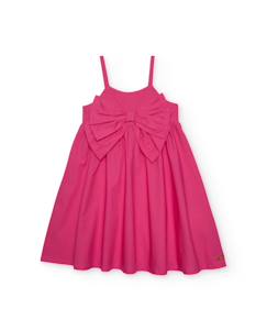 -Robe fille unie avec un grand nœud