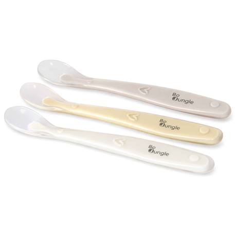 Bo Jungle - Lot De 3 Cuillères Bébé En Silicone Beige