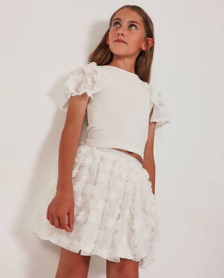 T-shirt fille en maille avec manches bouffantes  - vertbaudet enfant