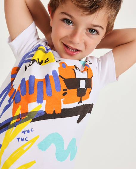 T-shirt garçon en maille avec grand imprimé  - vertbaudet enfant