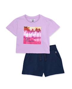 Ensemble fille en maille avec graphique tropical  - vertbaudet enfant