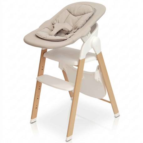 Bo Jungle - Pack Chaise Haute Et Transat Évolutif Shady Grey Pure White, Blanc