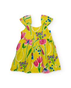 -Robe fille en lin avec bretelles à volants