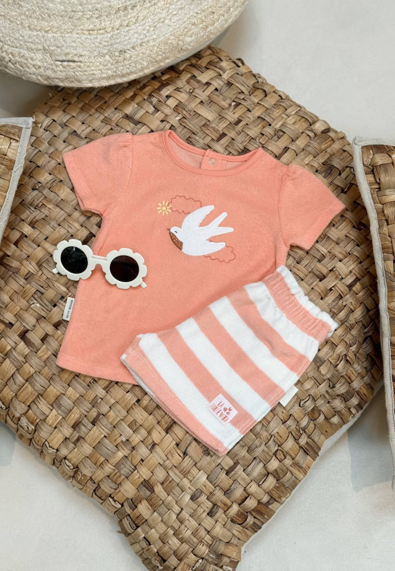 Ensemble Enfant T-shirt Et Short En Éponge Honfleur Corail