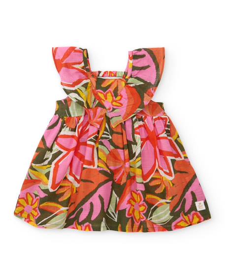 Robe fille en tissu avec fronces sur le devant  - vertbaudet enfant